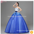 New Fashion Lace Off-Shoulder 2017 Female Formal Dress Royal Blue Ball Gown Wedding Dress